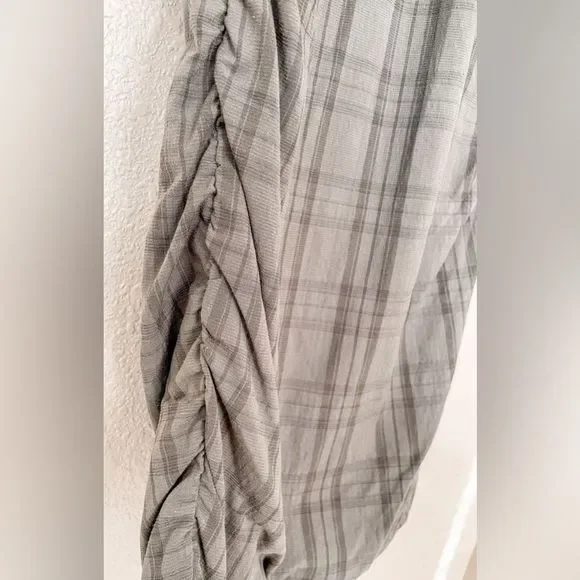 ZARA Bodycon Khaki green Plaid Long Sleeve Mini Dress Sz Small 181/009 - Picture 3 of 8